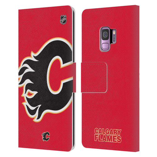 NHL Calgary Flames Oversized Leather Book Wallet Case Cover For Samsung Galaxy S9