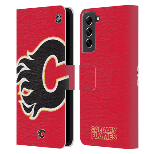 NHL Calgary Flames Oversized Leather Book Wallet Case Cover For Samsung Galaxy S21 FE 5G
