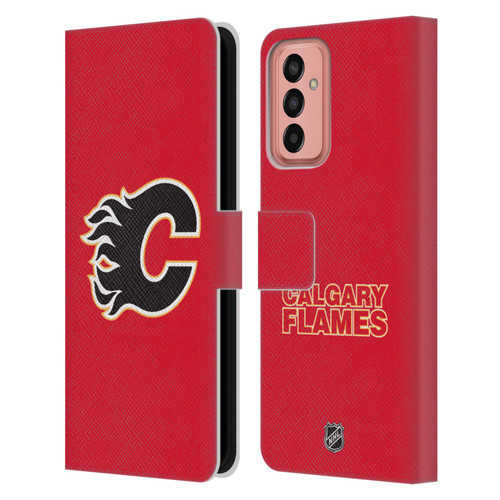 NHL Calgary Flames Plain Leather Book Wallet Case Cover For Samsung Galaxy M13 (2022)
