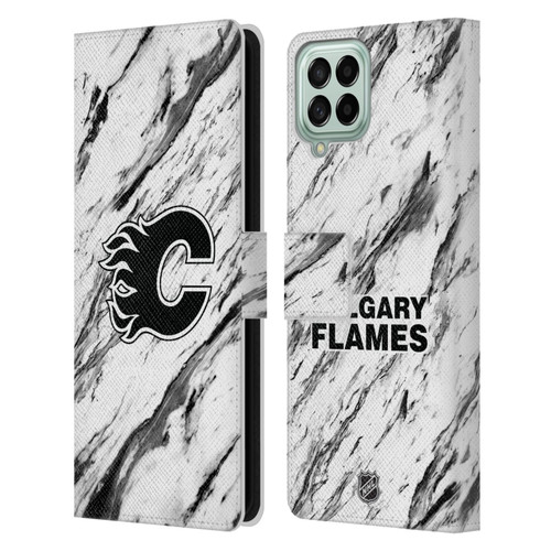 NHL Calgary Flames Marble Leather Book Wallet Case Cover For Samsung Galaxy M33 (2022)