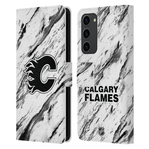 NHL Calgary Flames Marble Leather Book Wallet Case Cover For Samsung Galaxy S23+ 5G