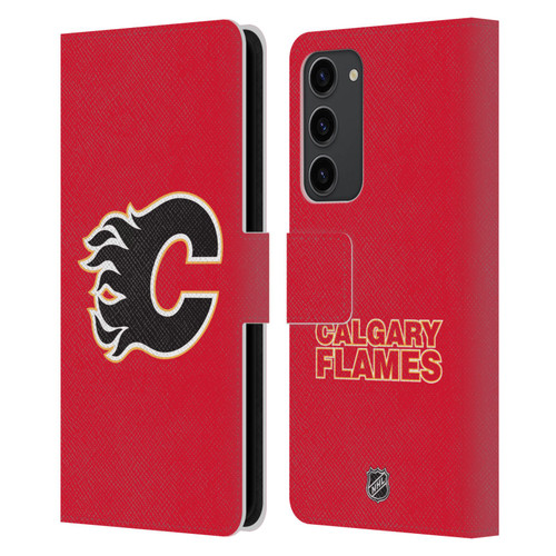 NHL Calgary Flames Plain Leather Book Wallet Case Cover For Samsung Galaxy S23+ 5G
