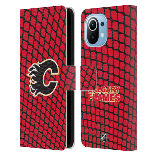 NHL Calgary Flames Net Pattern Leather Book Wallet Case Cover For Xiaomi Mi 11