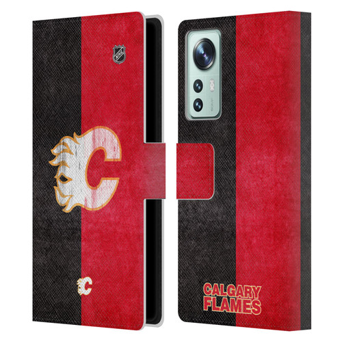 NHL Calgary Flames Half Distressed Leather Book Wallet Case Cover For Xiaomi 12