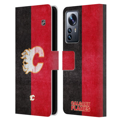 NHL Calgary Flames Half Distressed Leather Book Wallet Case Cover For Xiaomi 12 Pro