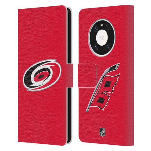 NHL Carolina Hurricanes Plain Leather Book Wallet Case Cover For Huawei Mate 40 Pro 5G