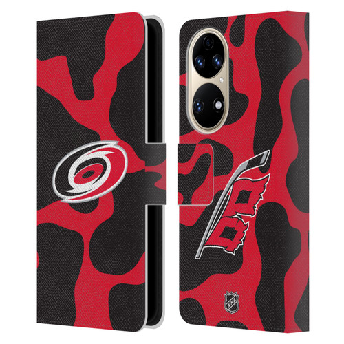 NHL Carolina Hurricanes Cow Pattern Leather Book Wallet Case Cover For Huawei P50