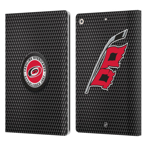 NHL Carolina Hurricanes Puck Texture Leather Book Wallet Case Cover For Apple iPad 10.2 2019/2020/2021
