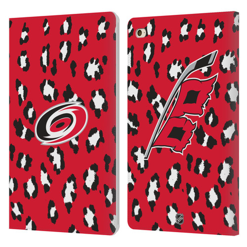 NHL Carolina Hurricanes Leopard Patten Leather Book Wallet Case Cover For Apple iPad mini 4