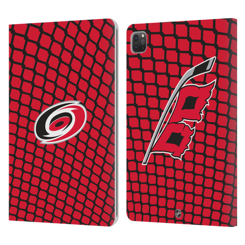 NHL Carolina Hurricanes Net Pattern Leather Book Wallet Case Cover For Apple iPad Pro 11 2020 / 2021 / 2022