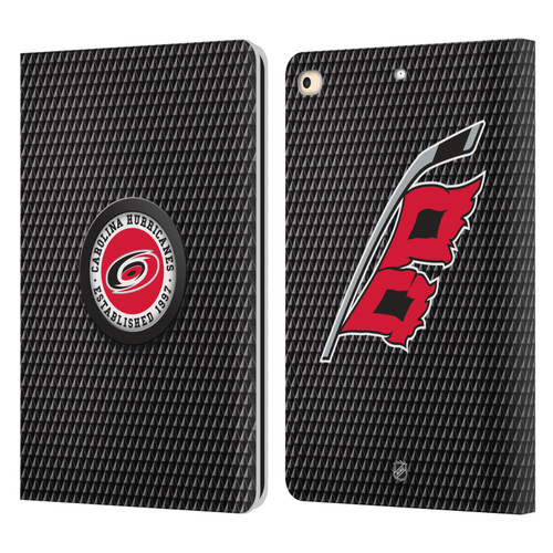 NHL Carolina Hurricanes Puck Texture Leather Book Wallet Case Cover For Apple iPad 9.7 2017 / iPad 9.7 2018