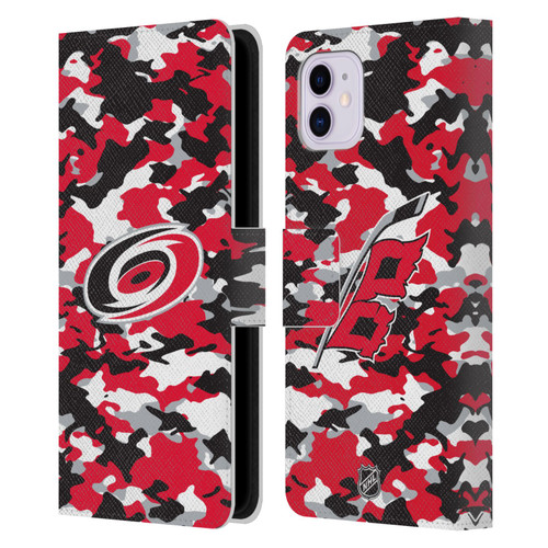 NHL Carolina Hurricanes Camouflage Leather Book Wallet Case Cover For Apple iPhone 11