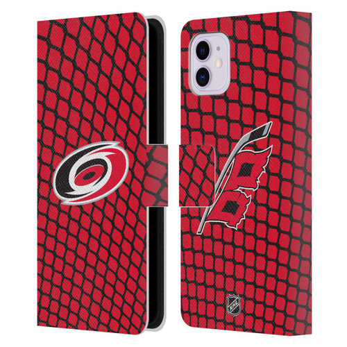 NHL Carolina Hurricanes Net Pattern Leather Book Wallet Case Cover For Apple iPhone 11