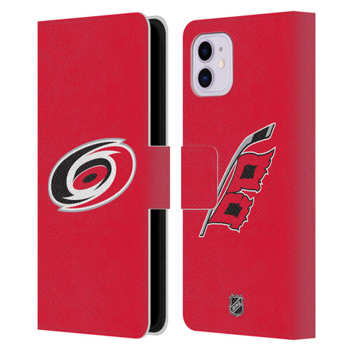 NHL Carolina Hurricanes Plain Leather Book Wallet Case Cover For Apple iPhone 11