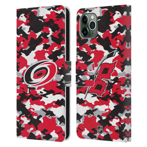 NHL Carolina Hurricanes Camouflage Leather Book Wallet Case Cover For Apple iPhone 11 Pro Max