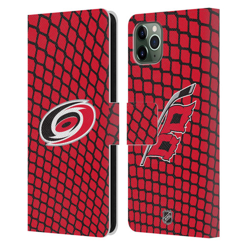 NHL Carolina Hurricanes Net Pattern Leather Book Wallet Case Cover For Apple iPhone 11 Pro Max