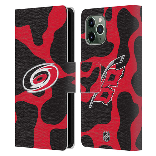 NHL Carolina Hurricanes Cow Pattern Leather Book Wallet Case Cover For Apple iPhone 11 Pro
