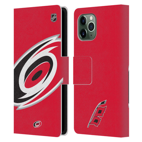 NHL Carolina Hurricanes Oversized Leather Book Wallet Case Cover For Apple iPhone 11 Pro