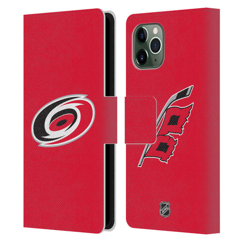 NHL Carolina Hurricanes Plain Leather Book Wallet Case Cover For Apple iPhone 11 Pro