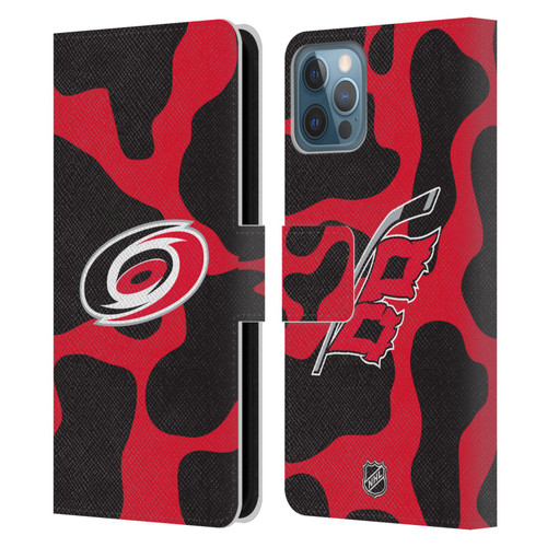 NHL Carolina Hurricanes Cow Pattern Leather Book Wallet Case Cover For Apple iPhone 12 / iPhone 12 Pro