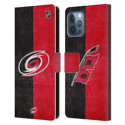 NHL Carolina Hurricanes Half Distressed Leather Book Wallet Case Cover For Apple iPhone 12 Pro Max