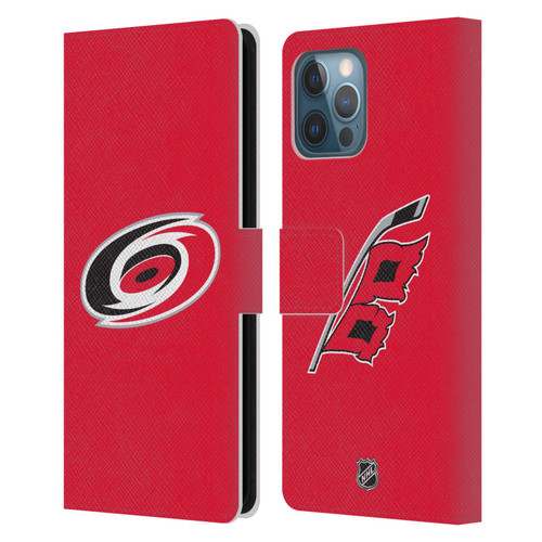 NHL Carolina Hurricanes Plain Leather Book Wallet Case Cover For Apple iPhone 12 Pro Max