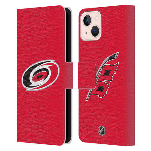 NHL Carolina Hurricanes Plain Leather Book Wallet Case Cover For Apple iPhone 13