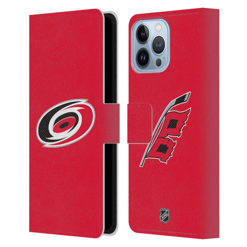 NHL Carolina Hurricanes Plain Leather Book Wallet Case Cover For Apple iPhone 13 Pro Max