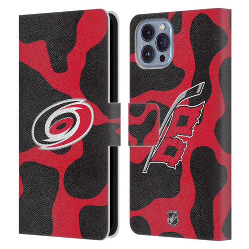 NHL Carolina Hurricanes Cow Pattern Leather Book Wallet Case Cover For Apple iPhone 14