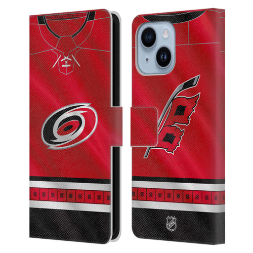 NHL Carolina Hurricanes Jersey Leather Book Wallet Case Cover For Apple iPhone 14 Plus
