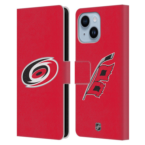 NHL Carolina Hurricanes Plain Leather Book Wallet Case Cover For Apple iPhone 14 Plus