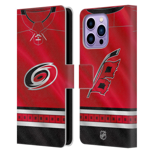 NHL Carolina Hurricanes Jersey Leather Book Wallet Case Cover For Apple iPhone 14 Pro Max