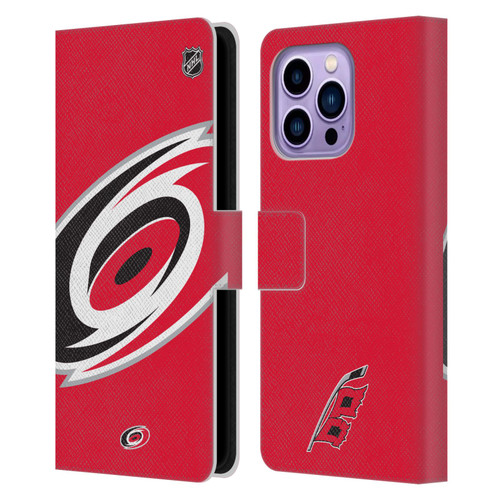 NHL Carolina Hurricanes Oversized Leather Book Wallet Case Cover For Apple iPhone 14 Pro Max