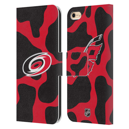 NHL Carolina Hurricanes Cow Pattern Leather Book Wallet Case Cover For Apple iPhone 6 / iPhone 6s