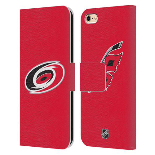 NHL Carolina Hurricanes Plain Leather Book Wallet Case Cover For Apple iPhone 6 / iPhone 6s