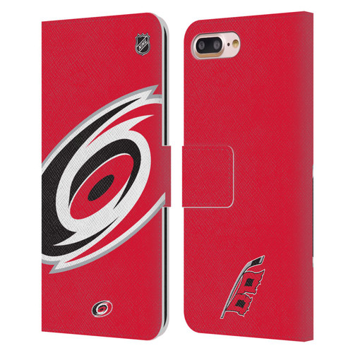 NHL Carolina Hurricanes Oversized Leather Book Wallet Case Cover For Apple iPhone 7 Plus / iPhone 8 Plus