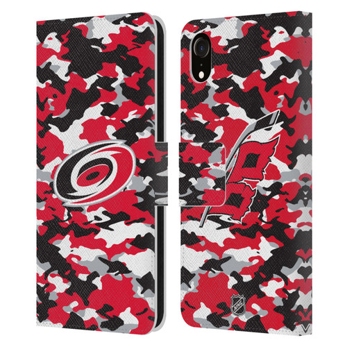 NHL Carolina Hurricanes Camouflage Leather Book Wallet Case Cover For Apple iPhone XR