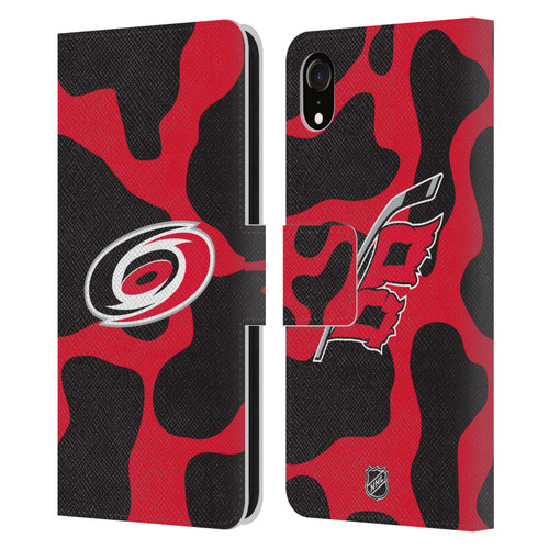 NHL Carolina Hurricanes Cow Pattern Leather Book Wallet Case Cover For Apple iPhone XR
