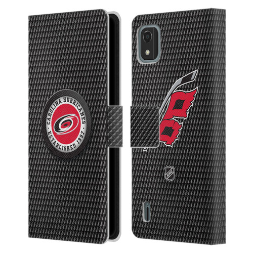 NHL Carolina Hurricanes Puck Texture Leather Book Wallet Case Cover For Nokia C2 2nd Edition