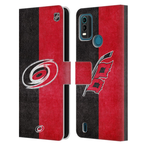 NHL Carolina Hurricanes Half Distressed Leather Book Wallet Case Cover For Nokia G11 Plus