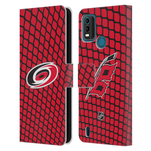 NHL Carolina Hurricanes Net Pattern Leather Book Wallet Case Cover For Nokia G11 Plus