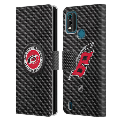 NHL Carolina Hurricanes Puck Texture Leather Book Wallet Case Cover For Nokia G11 Plus