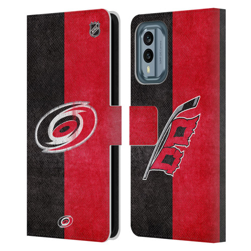NHL Carolina Hurricanes Half Distressed Leather Book Wallet Case Cover For Nokia X30