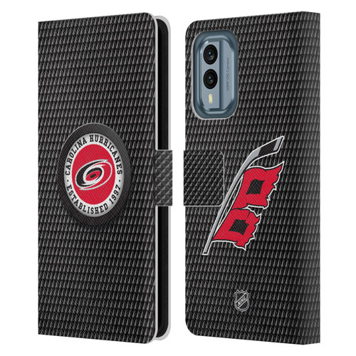 NHL Carolina Hurricanes Puck Texture Leather Book Wallet Case Cover For Nokia X30