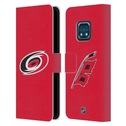 NHL Carolina Hurricanes Plain Leather Book Wallet Case Cover For Nokia XR20