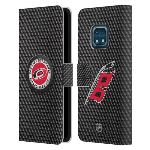 NHL Carolina Hurricanes Puck Texture Leather Book Wallet Case Cover For Nokia XR20