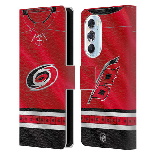 NHL Carolina Hurricanes Jersey Leather Book Wallet Case Cover For Motorola Edge X30
