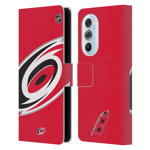 NHL Carolina Hurricanes Oversized Leather Book Wallet Case Cover For Motorola Edge X30