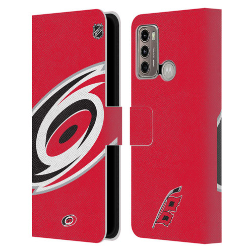 NHL Carolina Hurricanes Oversized Leather Book Wallet Case Cover For Motorola Moto G60 / Moto G40 Fusion