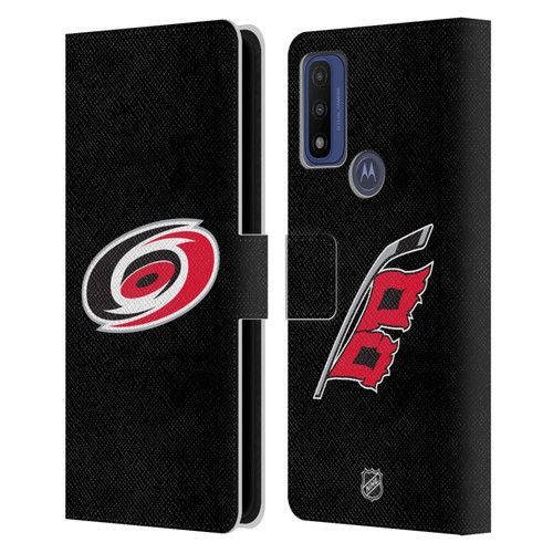 NHL Carolina Hurricanes Plain Leather Book Wallet Case Cover For Motorola G Pure